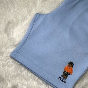 MEN’S  Polo Light Blue Fleece Short with Beach Bear